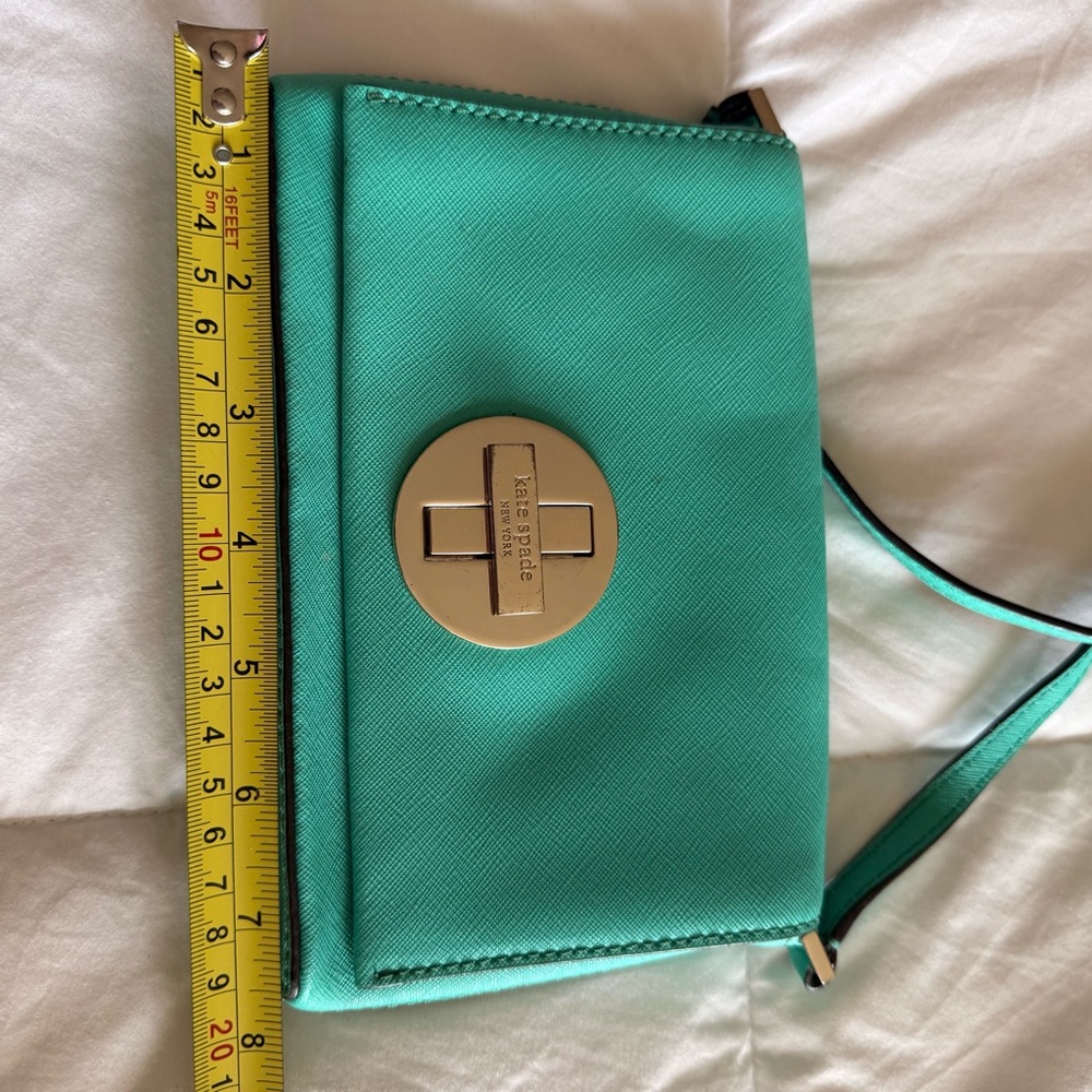 Kate Spade New York Teal Saffiano Leather Crossbody Wallet Clutch - Picture 9 of 11